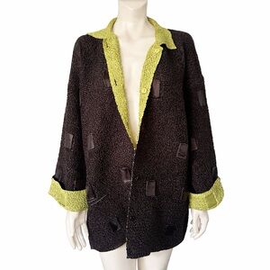 Reversible jacket blazer coat black and green very cool and one size